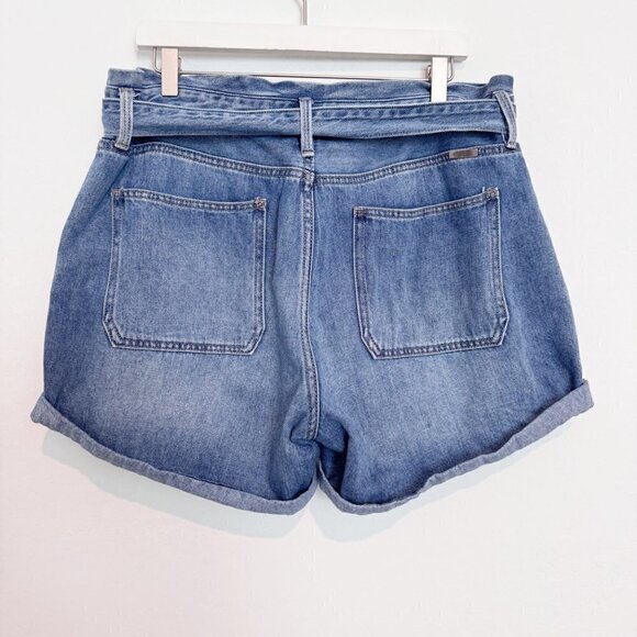 Kancan Tie Waist Cuffed Jean Shorts in Blue Casual Summer Rigid Plus Size 32 - Picture 10 of 11
